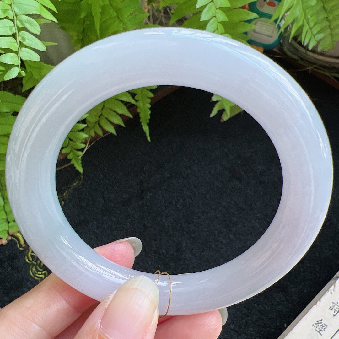 圆条56圈口缅甸天然A货老坑种翡翠手镯玉镯子平洲翡翠手镯精选