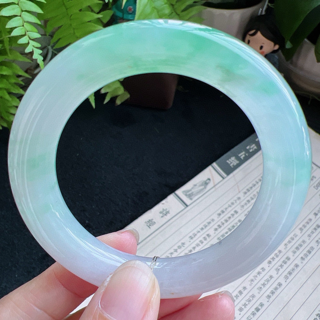 圆条53圈口缅甸天然A货老坑种翡翠手镯玉镯子平洲翡翠手镯精选