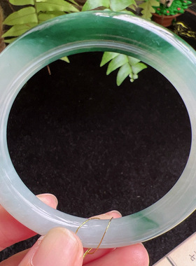 圆条54圈口缅甸天然A货老坑种玉镯平洲翡翠手镯精选编号065D0411E