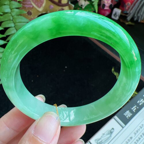 55圈口缅甸天然A货老坑种翡翠手镯玉镯子平洲直供055D1010E