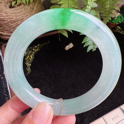 圆条56圈口缅甸天然A货老坑种玉镯平洲翡翠手镯精选编号062D0413E