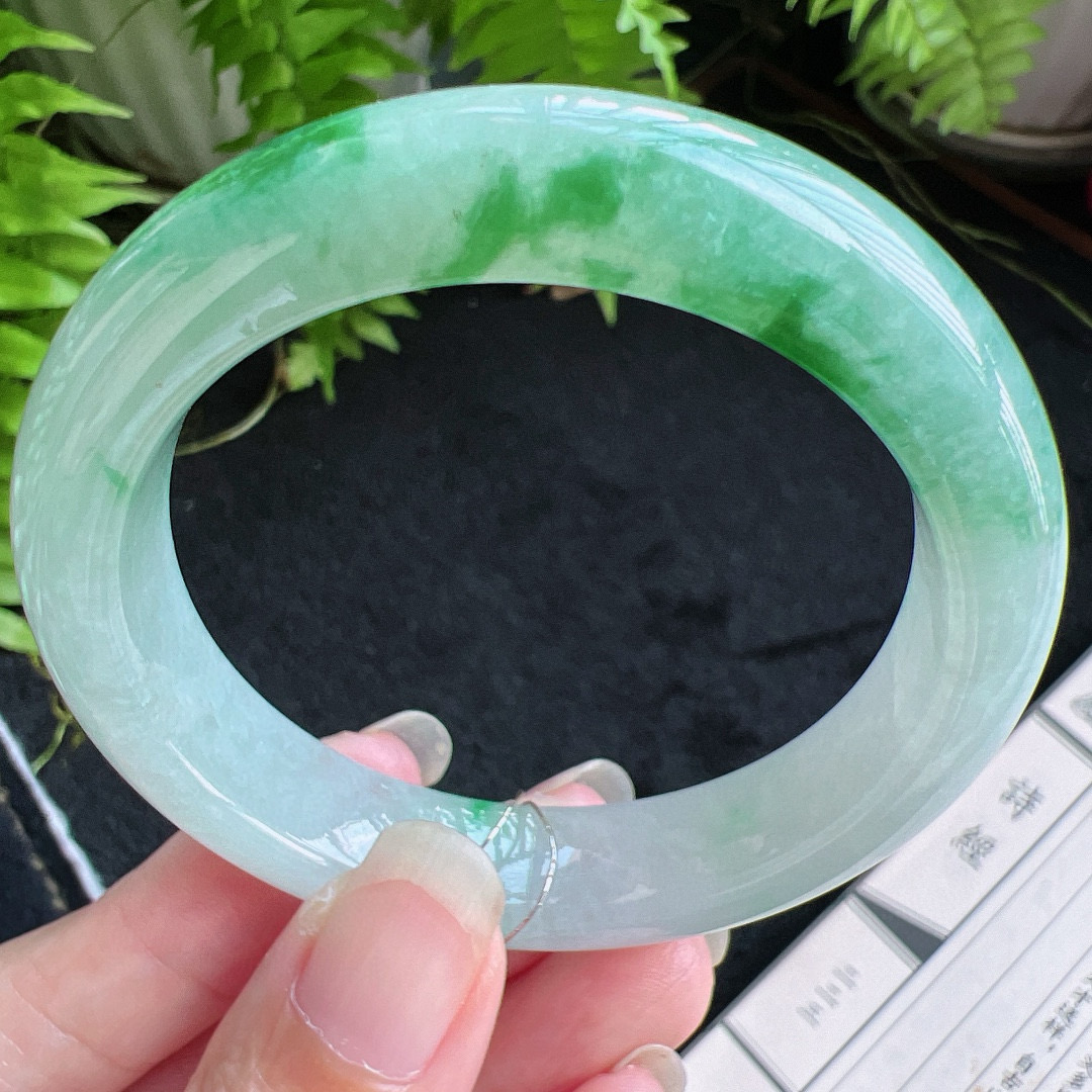 50圈口缅甸天然A货老坑种翡翠手镯玉镯子平洲翡翠手镯精选