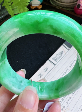 正圈58圈口缅甸天然A货老坑种翡翠手镯玉镯子平洲直供058D0127