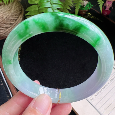 59圈口缅甸天然A货老坑种玉镯平洲翡翠手镯精选编号046D0406E