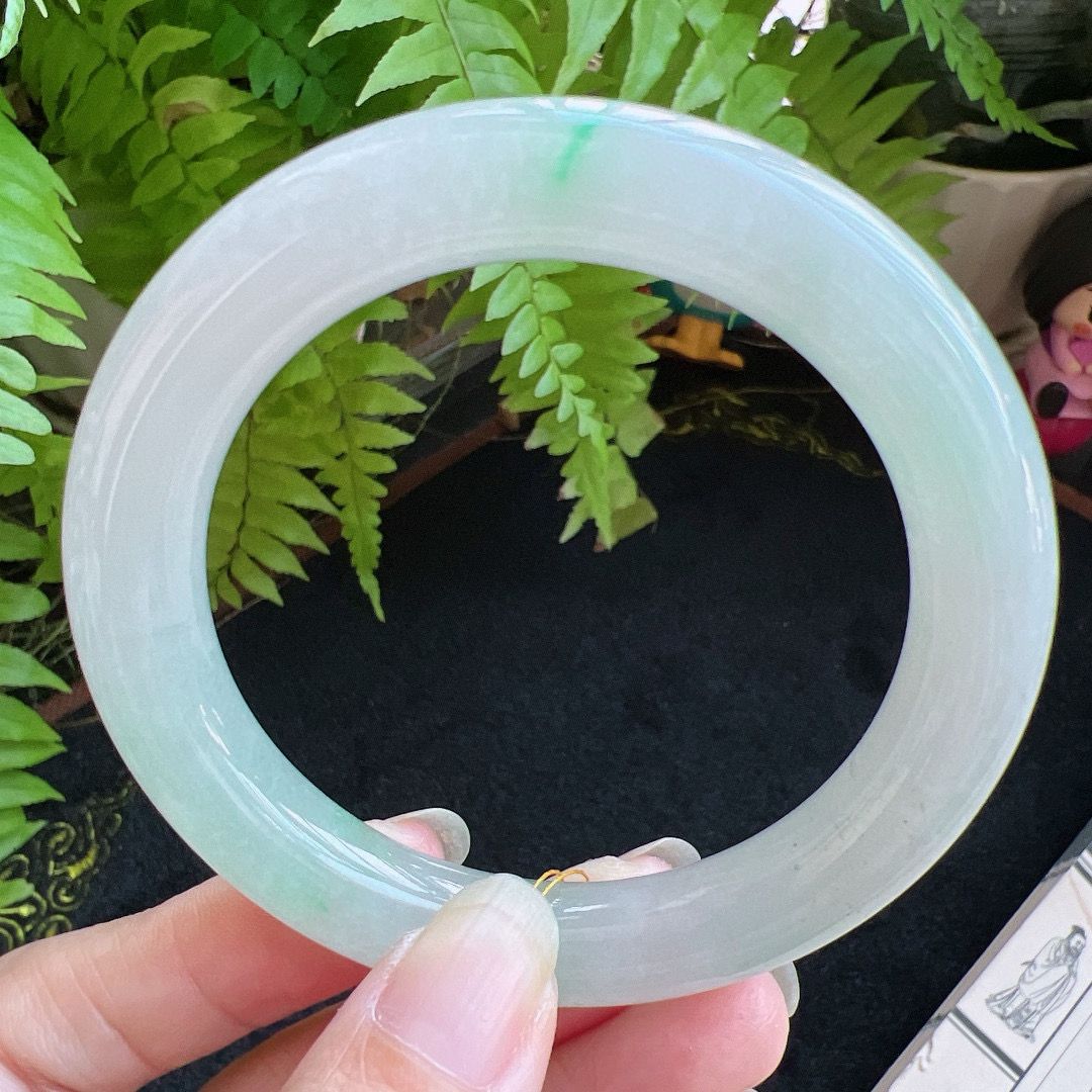 圆条57圈口缅甸天然A货老坑种翡翠手镯玉镯子平洲翡翠手镯精选