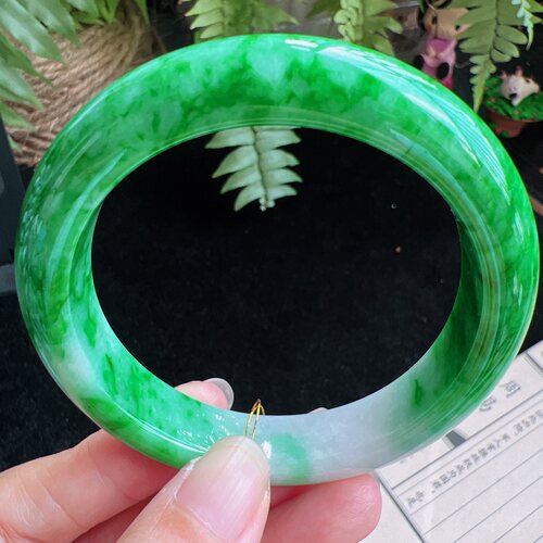 57圈口缅甸天然A货老坑种翡翠手镯玉镯子平洲直供编号049D0625E