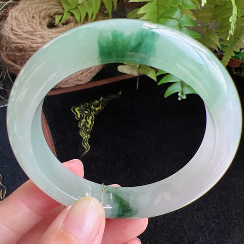 55圈口缅甸天然A货老坑种玉镯平洲翡翠手镯精选编号046D0409E