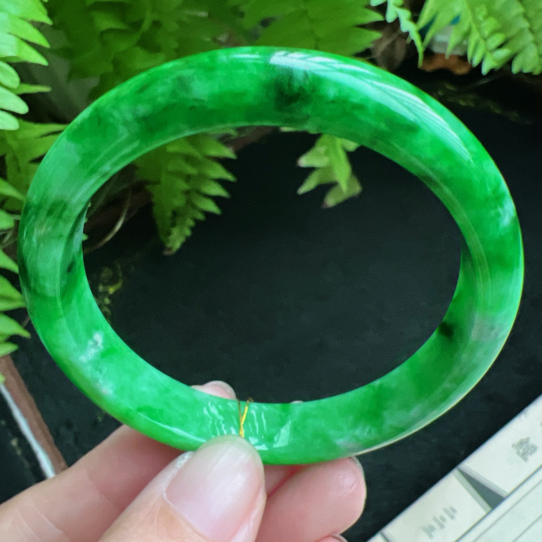 52圈口缅甸天然A货老坑种翡翠手镯玉镯子平洲翡翠手镯精选