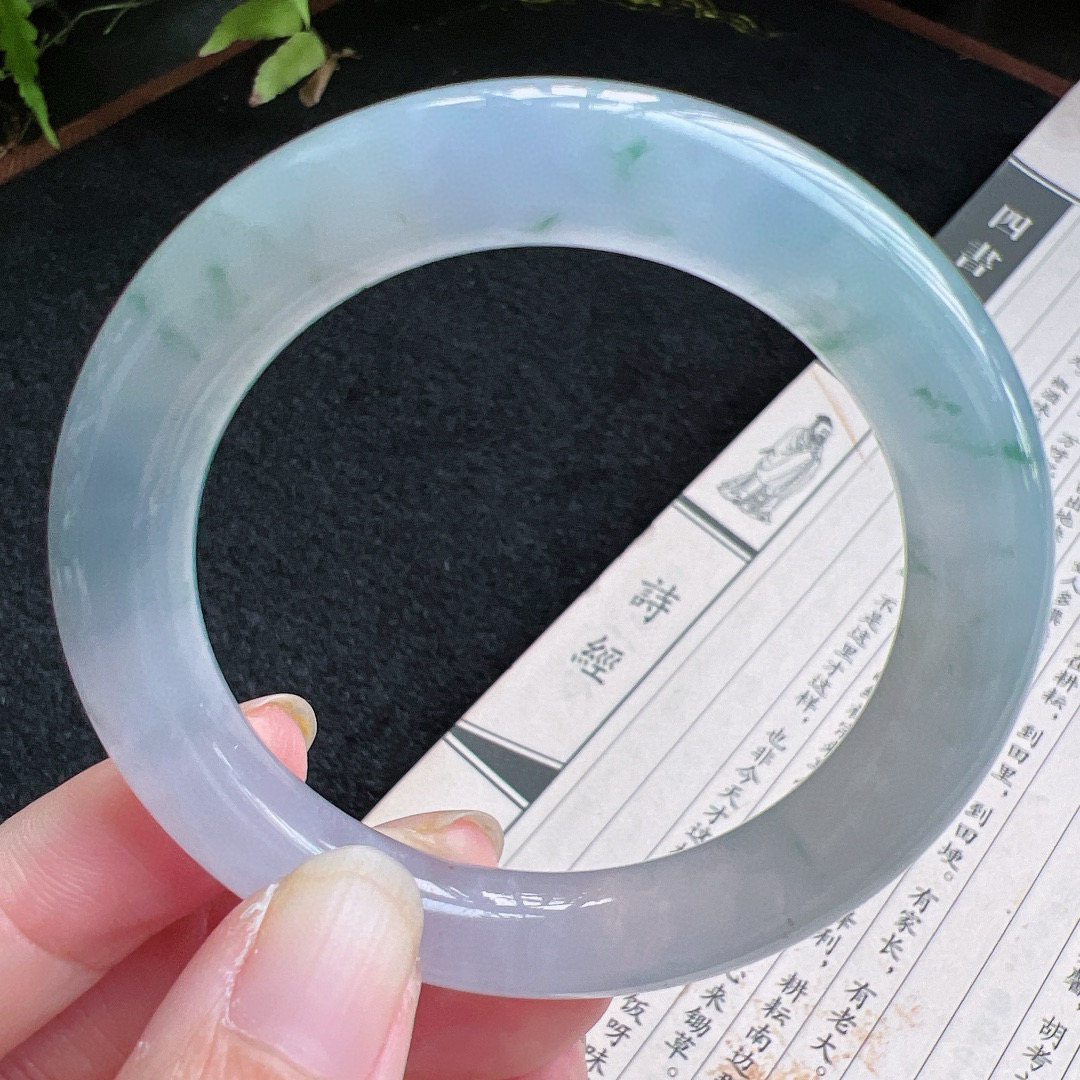 圆条50圈口缅甸天然A货老坑种翡翠手镯玉镯子平洲翡翠手镯精选