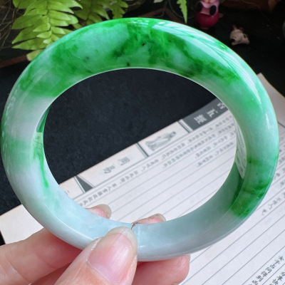 57圈口缅甸天然A货老坑种翡翠手镯玉镯子平洲直供001D0206