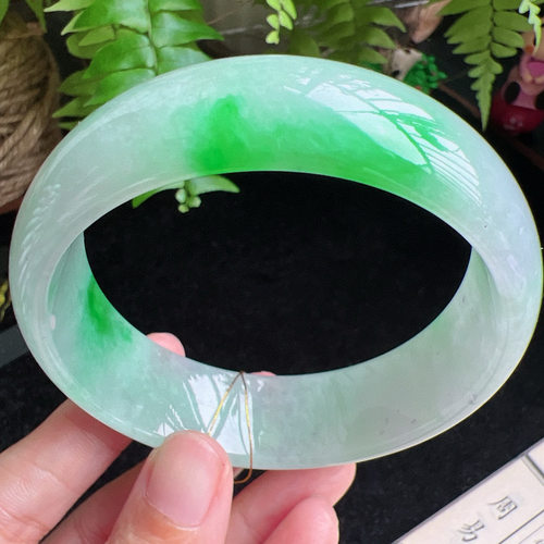 63圈口缅甸天然A货老坑种玉镯平洲翡翠手镯精选编号047D0407E