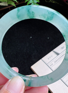 圆条52圈口缅甸天然A货老坑种玉镯平洲翡翠手镯精选编号062D0410E