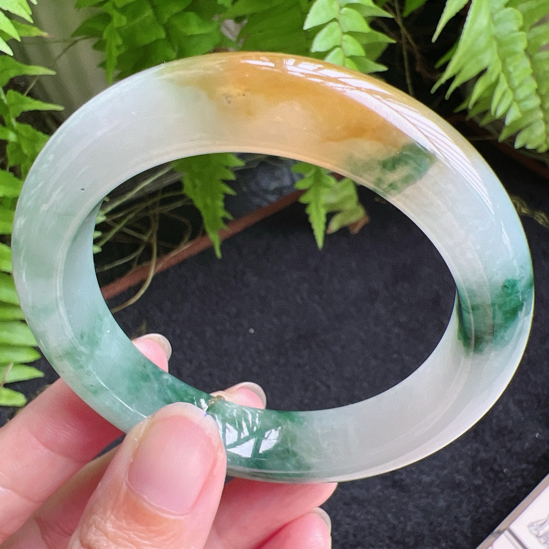 53圈口缅甸天然A货老坑种翡翠手镯玉镯子平洲翡翠手镯精选