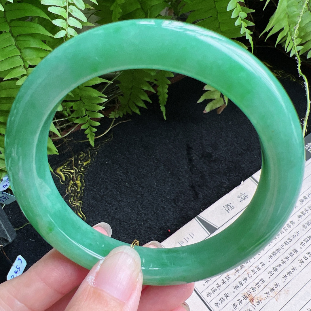 63圈口缅甸天然A货老坑种翡翠手镯玉镯子平洲翡翠手镯精选