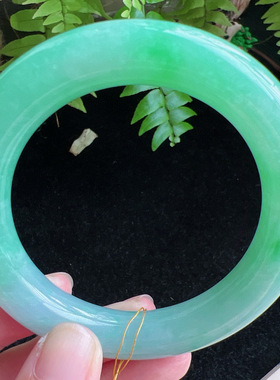 圆条57圈口缅甸天然A货老坑种玉镯平洲翡翠手镯精选编号046D0411E