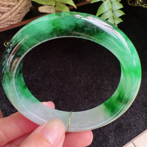 54圈口缅甸天然A货老坑种玉镯平洲翡翠手镯精选编号065D0411E