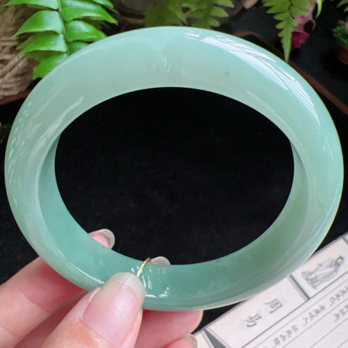 57圈口缅甸天然A货老坑种玉镯平洲翡翠手镯精选编号057D0327E