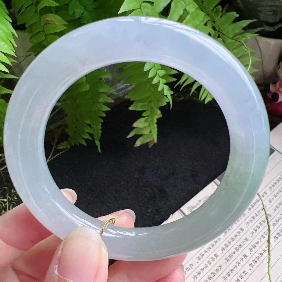 圆条55圈口缅甸天然A货老坑种翡翠手镯玉镯子平洲翡翠手镯精选