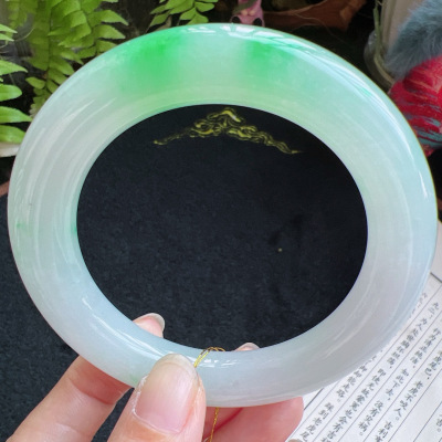 圆条60圈口缅甸天然A货老坑种翡翠手镯玉镯子平洲直供047D0128