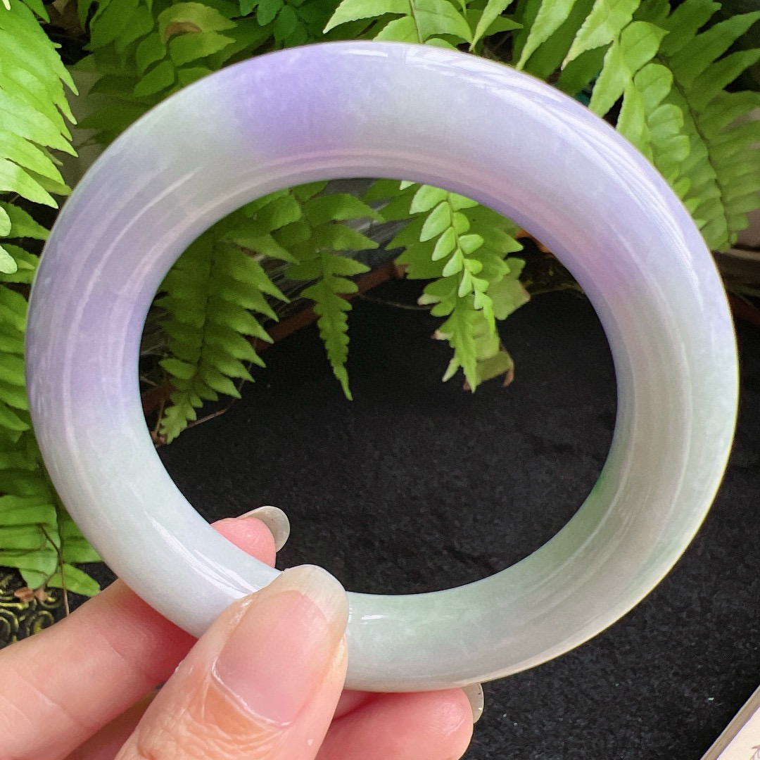 圆条55圈口缅甸天然A货老坑种翡翠手镯玉镯子平洲翡翠手镯精选