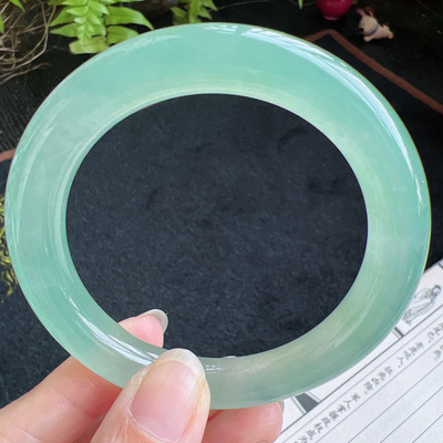 圆条57圈口缅甸天然A货老坑种翡翠手镯玉镯子平洲直供077D0202E