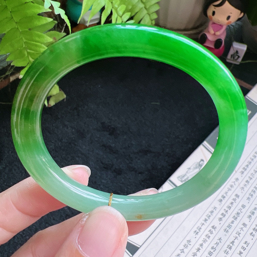 贵妃52圈口缅甸天然A货老坑种翡翠手镯玉镯子平洲翡翠手镯精选