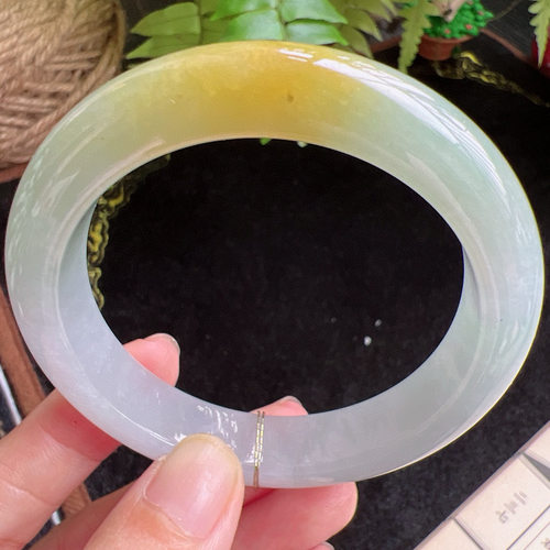 56圈口缅甸天然A货老坑种玉镯平洲翡翠手镯精选编号051D0409E