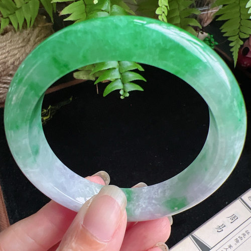 56圈口缅甸天然A货老坑种玉镯平洲翡翠手镯精选编号046D0405E