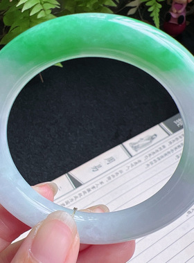 圆条53圈口缅甸天然A货老坑种翡翠手镯玉镯子平洲直供077D0208E