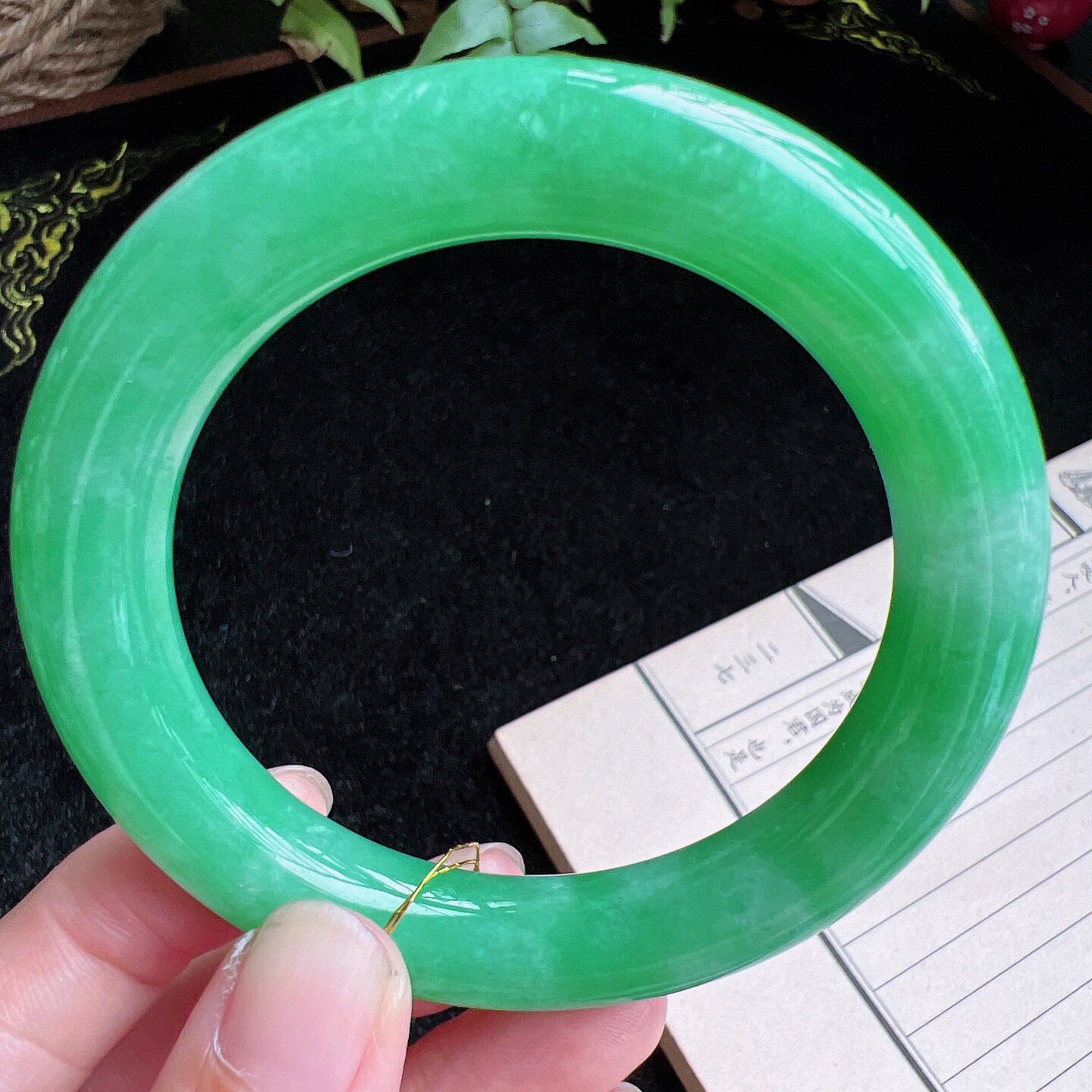 圆条56圈口缅甸天然A货老坑种玉镯平洲翡翠手镯精选编号047D0415E
