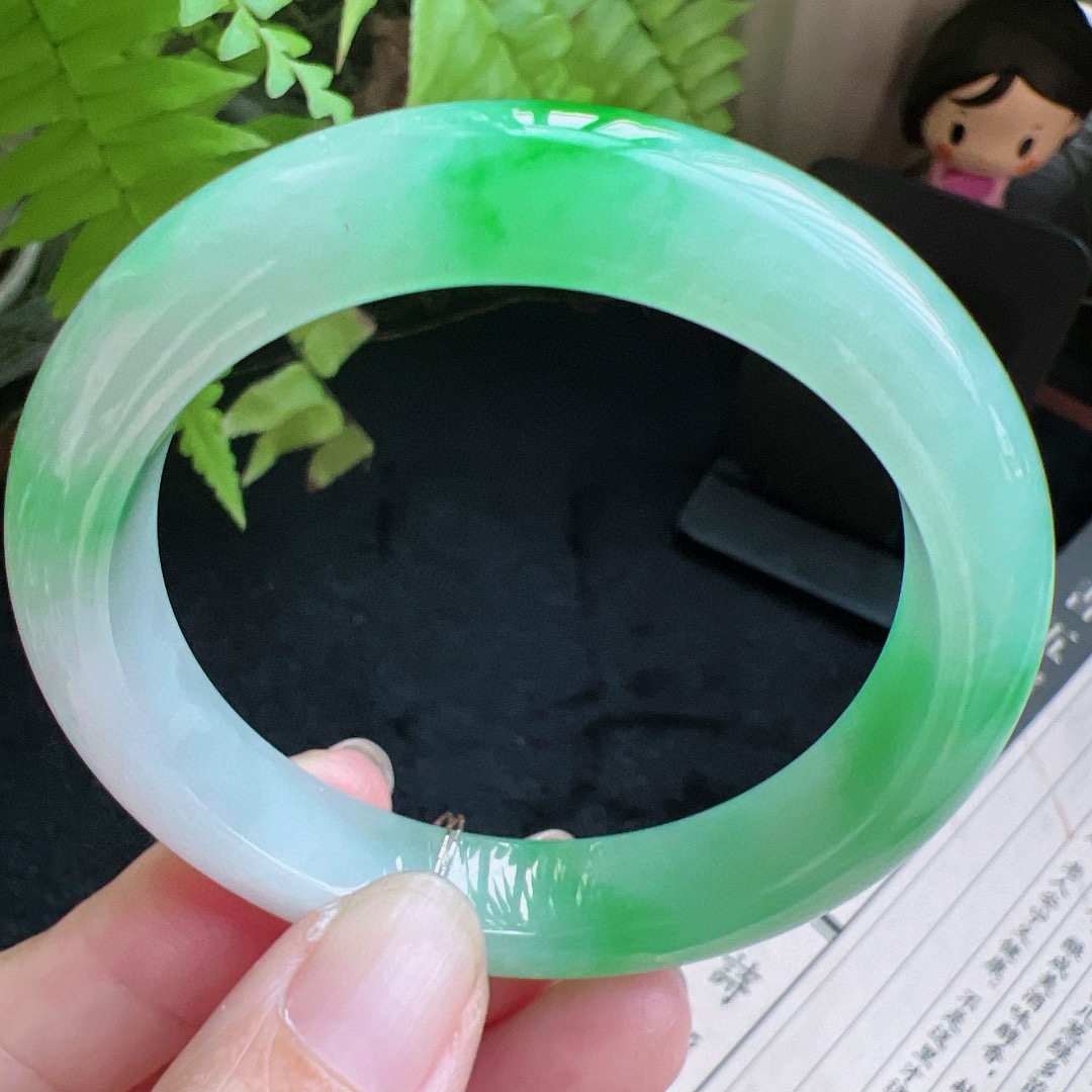 52圈口缅甸天然A货老坑种翡翠手镯玉镯子平洲翡翠手镯精选