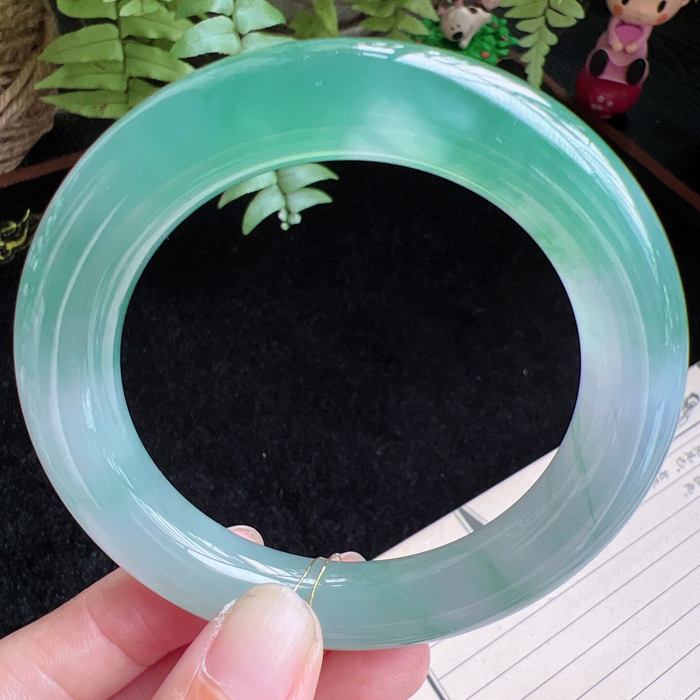 圆条58圈口缅甸天然A货老坑种玉镯平洲翡翠手镯精选编号047D0415E