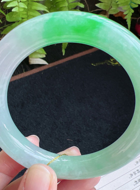 圆条57圈口缅甸天然A货老坑种翡翠手镯玉镯子平洲直供058D0128