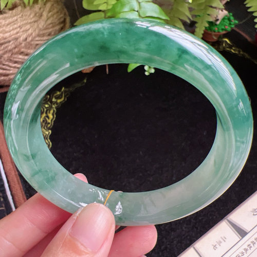 57圈口缅甸天然A货老坑种玉镯平洲翡翠手镯精选编号057D0406E