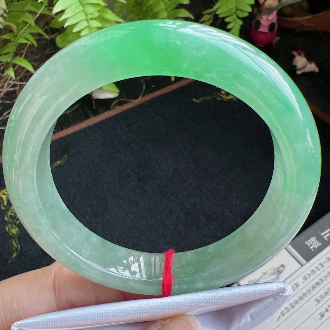 60圈口缅甸天然A货老坑种翡翠手镯玉镯子平洲翡翠手镯精选077