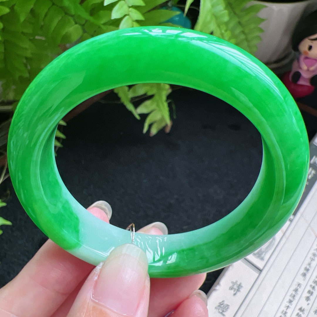 正圈50圈口缅甸天然A货老坑种翡翠手镯玉镯子平洲直供047D0128