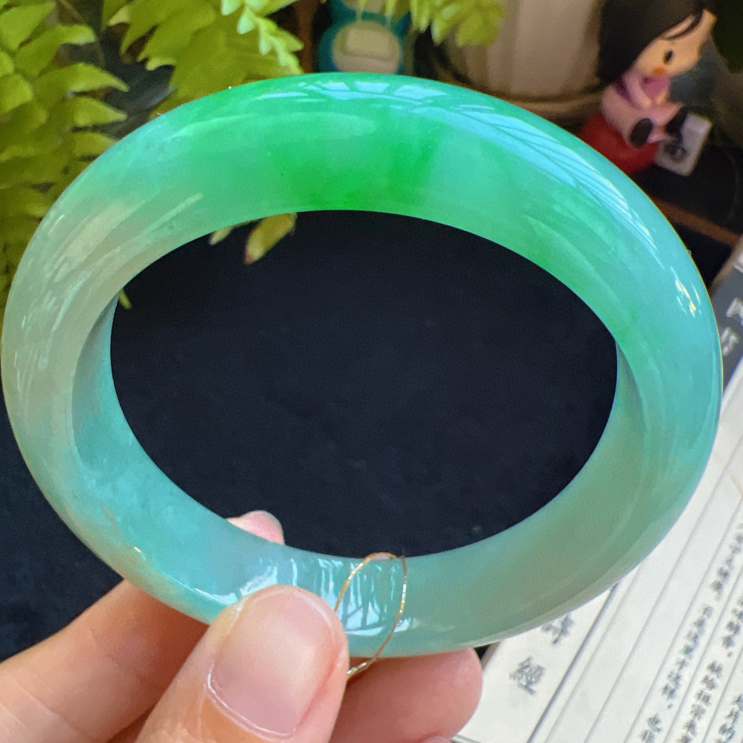 54圈口缅甸天然A货老坑种翡翠手镯玉镯子平洲翡翠手镯精选