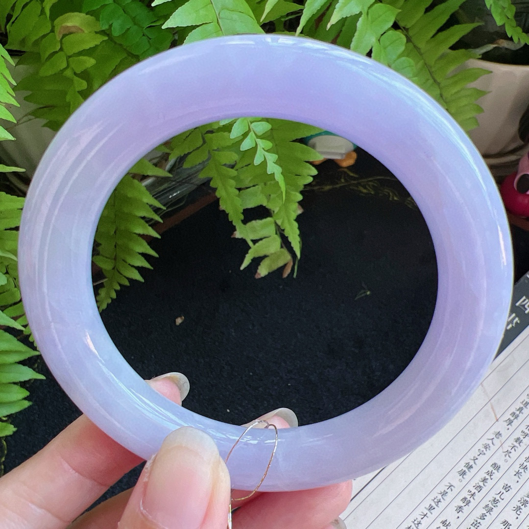 圆条59圈口缅甸天然A货老坑种翡翠手镯玉镯子平洲翡翠手镯精选