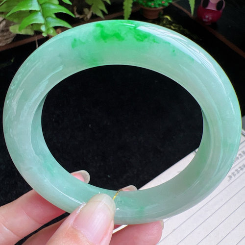 56圈口缅甸天然A货老坑种玉镯平洲翡翠手镯精选编号049D0403E