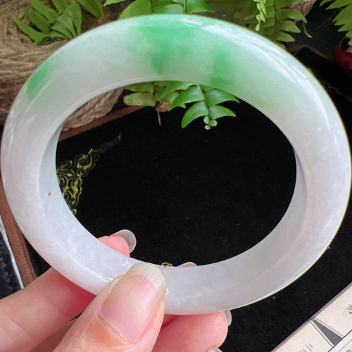 55圈口缅甸天然A货老坑种玉镯平洲翡翠手镯精选编号086D0402E