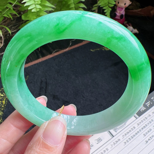 59圈口缅甸天然A货老坑种翡翠手镯玉镯子平洲直供077D0129E