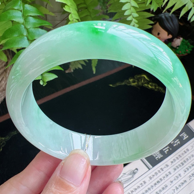 61圈口缅甸天然A货老坑种玉镯平洲翡翠手镯精选编号047D0314E