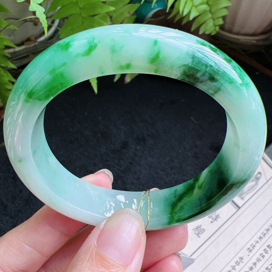 贵妃54圈口缅甸天然A货老坑种翡翠手镯玉镯子平洲翡翠手镯精选
