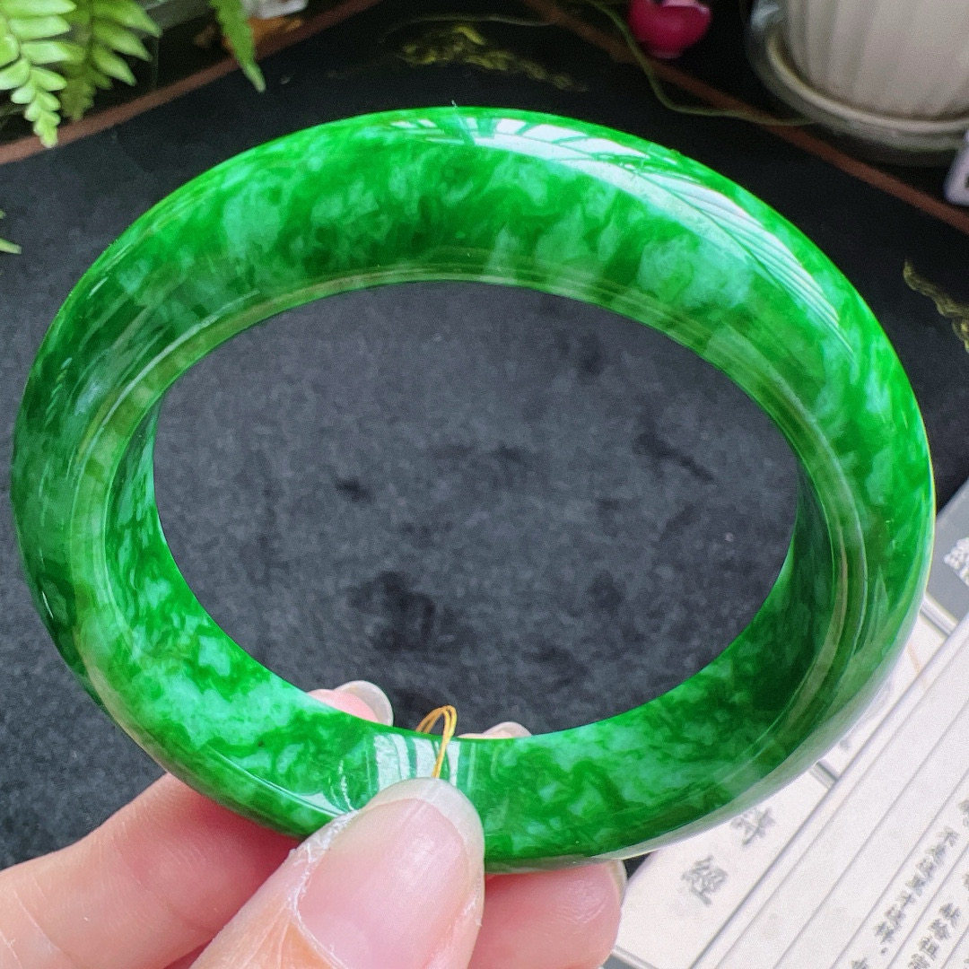 51圈口缅甸天然A货老坑种翡翠手镯玉镯子平洲翡翠手镯精选