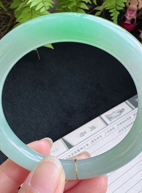 圆条58圈口缅甸天然A货老坑种翡翠手镯玉镯子平洲直供077D0203E