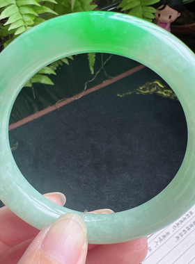 圆条54圈口缅甸天然A货老坑种翡翠手镯玉镯子平洲直供077D0130E