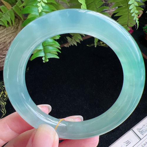 圆条53圈口缅甸天然A货老坑种玉镯平洲翡翠手镯精选编号048D0325E