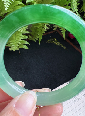 圆条51圈口缅甸天然A货老坑种翡翠手镯玉镯子平洲直供077D0203E