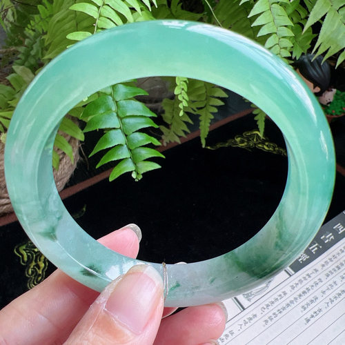 59圈口缅甸天然A货老坑种玉镯平洲翡翠手镯精选编号077D0317E