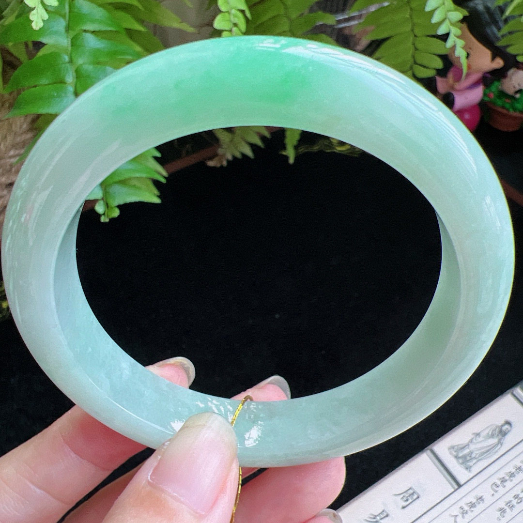 60圈口缅甸天然A货老坑种玉镯平洲翡翠手镯精选编号051D0323